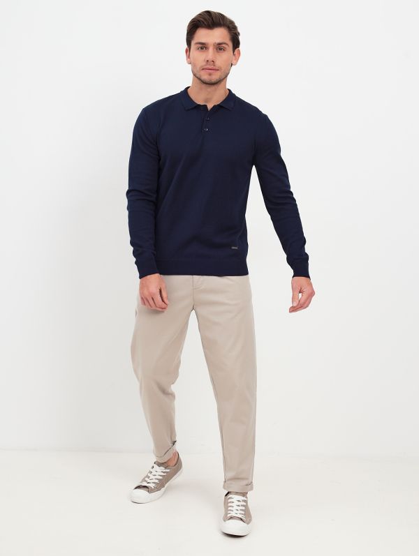 Men's jumper with polo collar GREG G128-AC060 (blue)