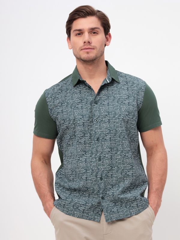 Men's knitted short sleeve body shirt GREG G143-KD1467T-SNM30217 (green)