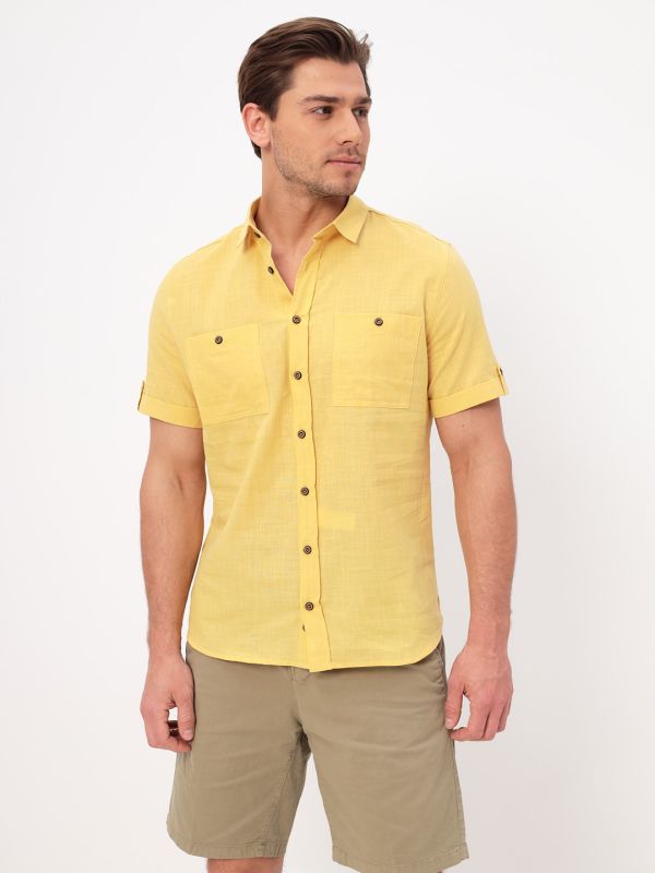 Men's short sleeve shirt GREG 520/201/FLAM/ZS/KP