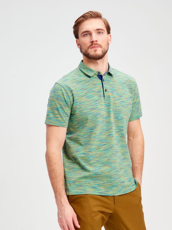 Men's jumper with polo collar short sleeve GREG G144-KM1246-OR1013 (green)