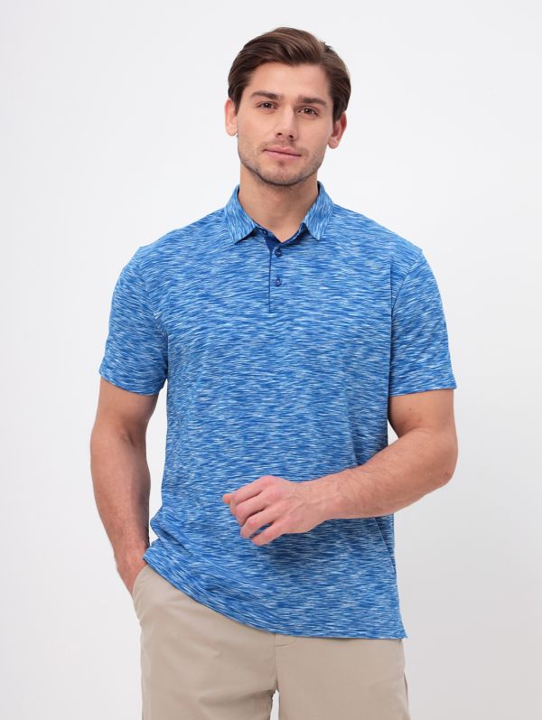 Men's jumper with polo collar short sleeve GREG G144-KM1246-OR1030 (blue)